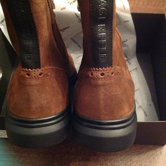 Karl Lagerfeld Paris Men's Brown Suede Wingtip Boots 11M New in Box - Picture 7 of 11